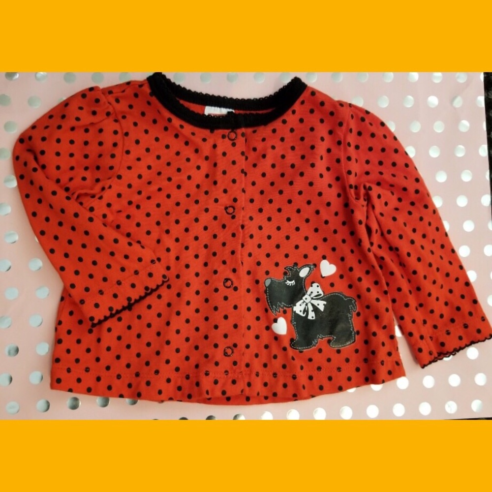 Baby Girl’s Red Polka Dot Scottish Terrier Shirt